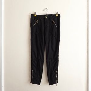 7 for All Mankind Women’s Lyocell Twill Moto Ankle Zip‎ Crop Pants Black Sz 24